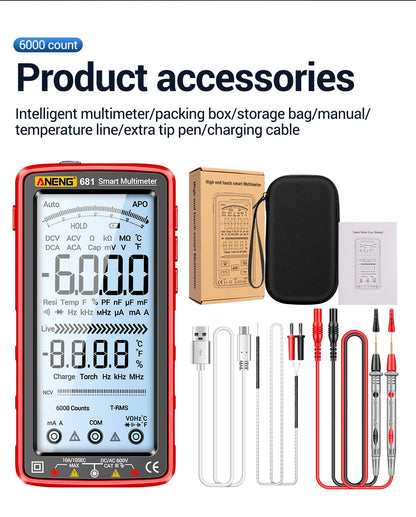 Rechargeable Digital Professional Multimeter Non-contact Voltage Tester AC/DC Voltage Meter LCD Screen Current Tester