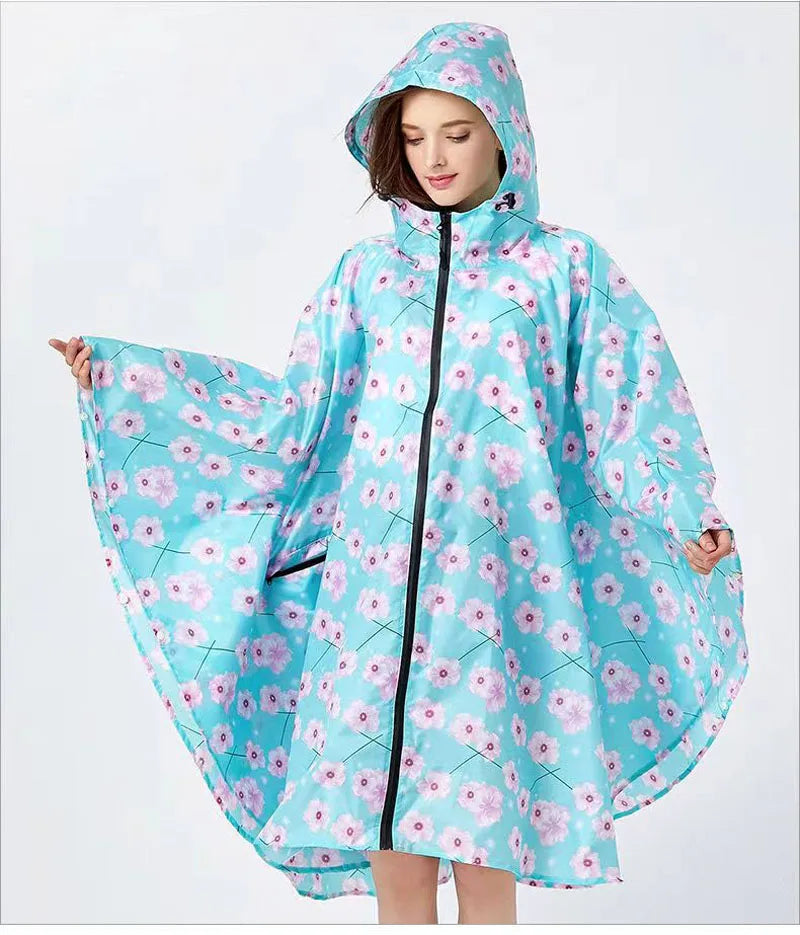 Lightweight Breathable Waterproof Rain Poncho with Belt and Storage Bag