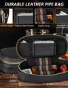 PU Leather Smoking Pipe Set, 4 in 1 Pipe Stand, Screens,Pipe Cleaners,Pipe Bit and Small Box,Wood Pipe Accessories