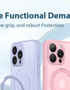 Luxury Magnetic Stand Phone Case for iPhone 15 Pro Max with Lens Protection 360° Rotatable Ring Holder Magsafe Matte Phone Cover