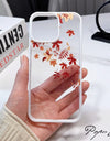 Transparent Fallen Leaves Flower Phone Case For iPhone 16 15 14 Pro Max 15 14 16 Plus Maple Leaf Clear Funda Back Cover