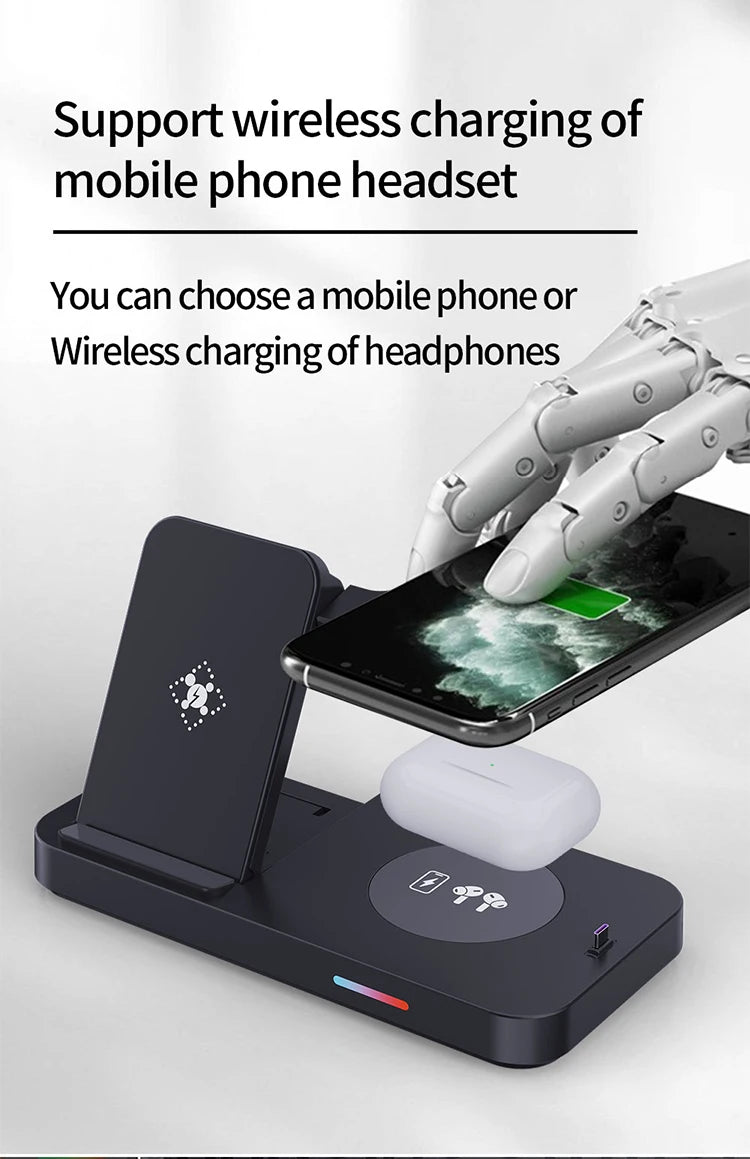3 in 1Wireless Charger Stand Fast Charging Dock Station Type C For Watch Huawei iPhone 15 14 13 12 Pro Max Earbuds