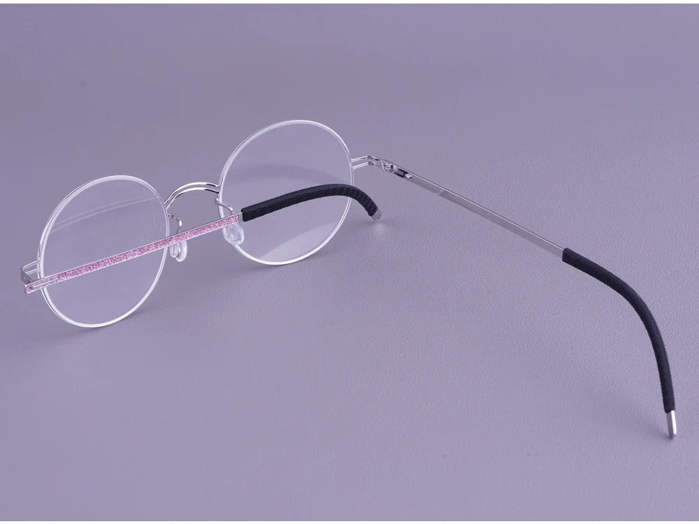 Round Screwless Pure Titanium Eyeglasses Frame
