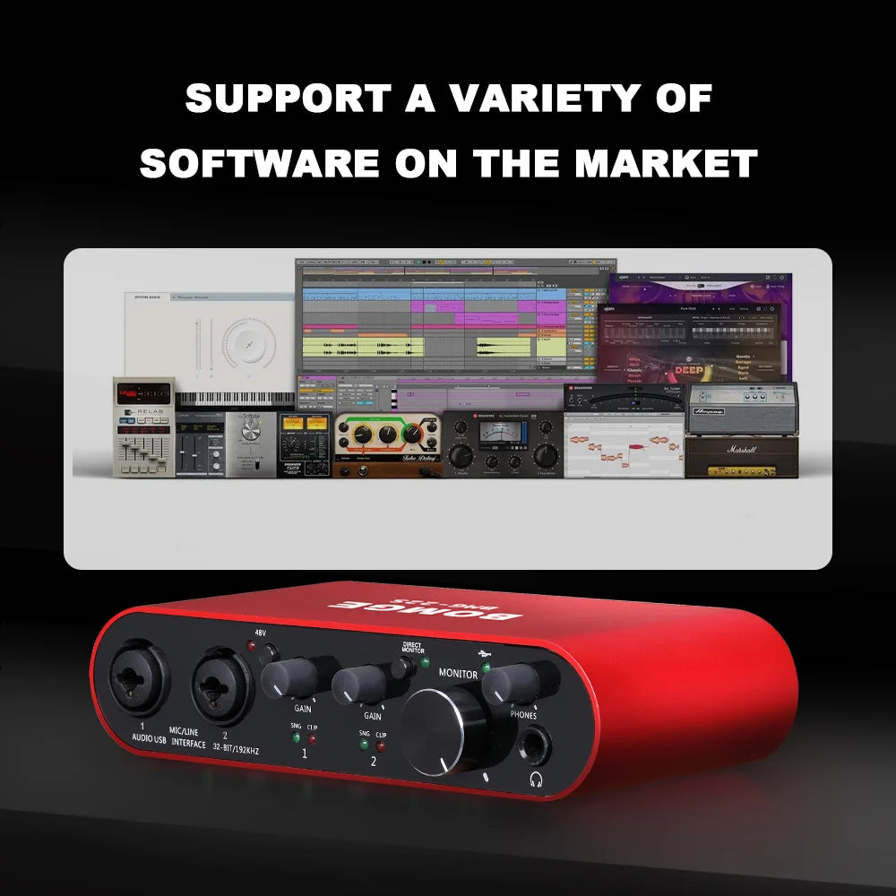 BMG22S USB Audio Interface with 32 Bit 192kHz Recording and Dual Channel Input