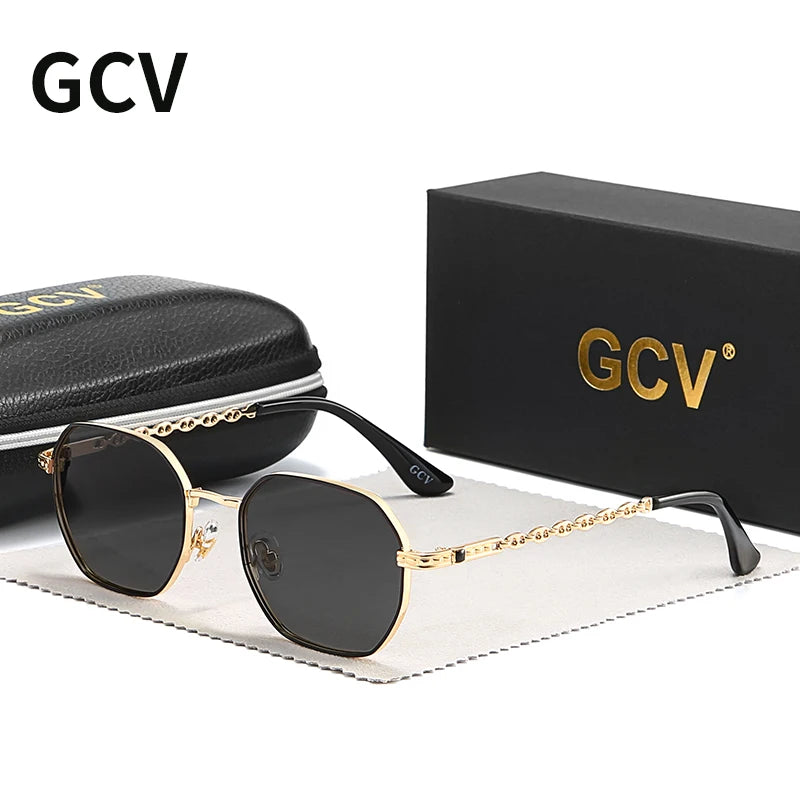 Retro Rectangle Women Polarized Sunglasses Metal Frame UV Protection Fashion Eyewear