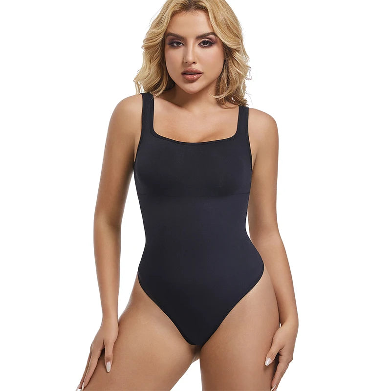 Bodysuits for Women Tummy Control Shapewear Seamless Square Neck Thong Bodysuit Sculpting Shaper Tank Top Jumpsuit