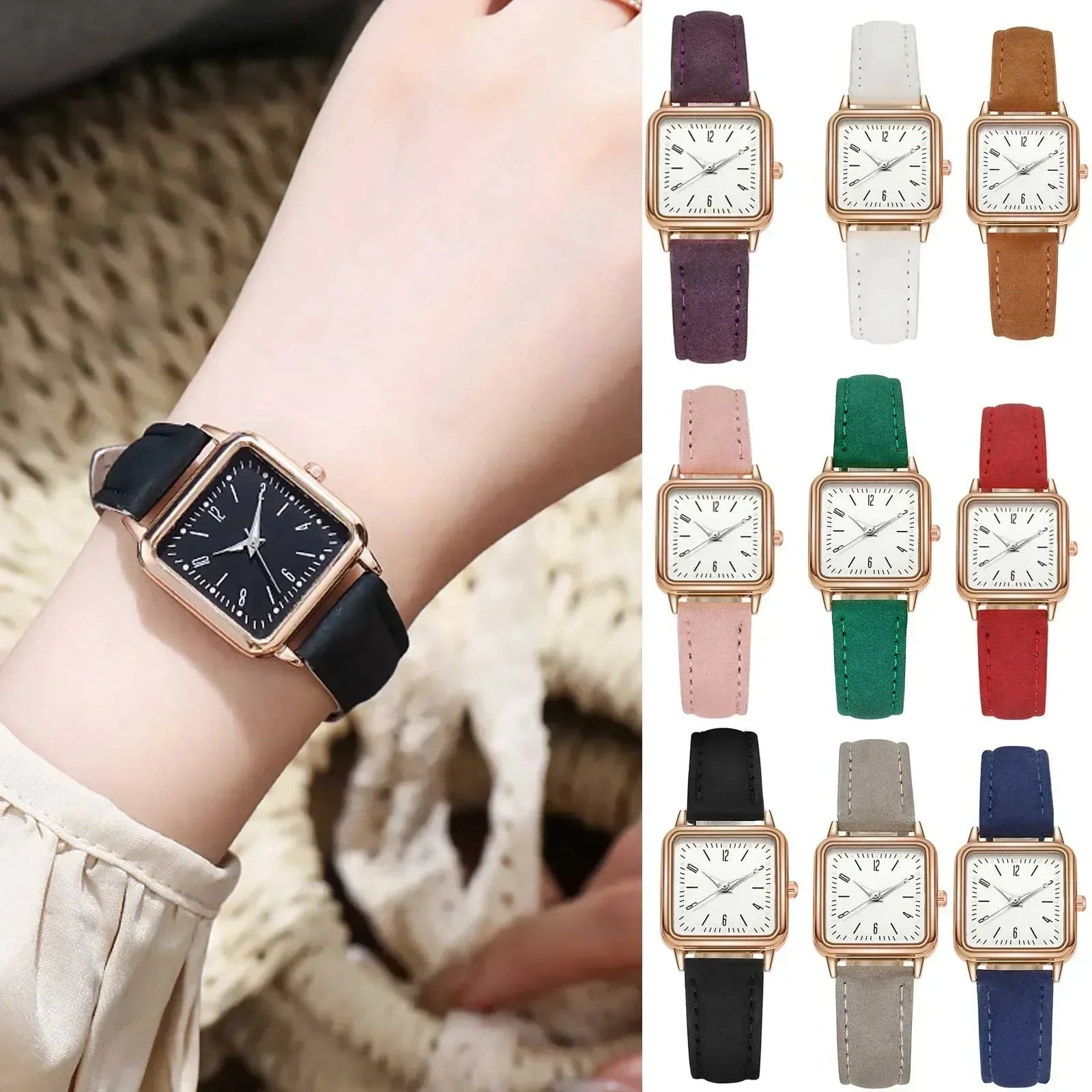 Fashion Simple Quartz watch for Women Wristwatches Ladies Red Leather Business Students Casual Watch