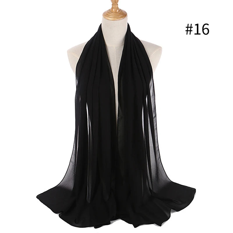 Muslim Chiffon Hijab Women Bubble Chiffon Scarf For Women Ladies Veil Muslim Islam Solid Color Malaysia Wrap Scarves