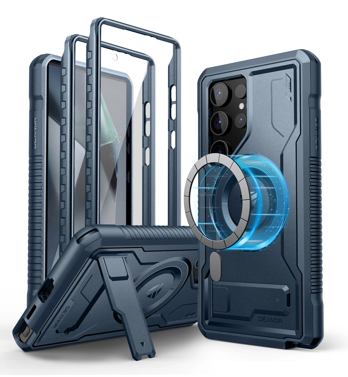 Magnetic Case for Samsung Galaxy S24 Ultra 5G Full Body Shockproof Cover Built-in Kickstand and Screen Protector