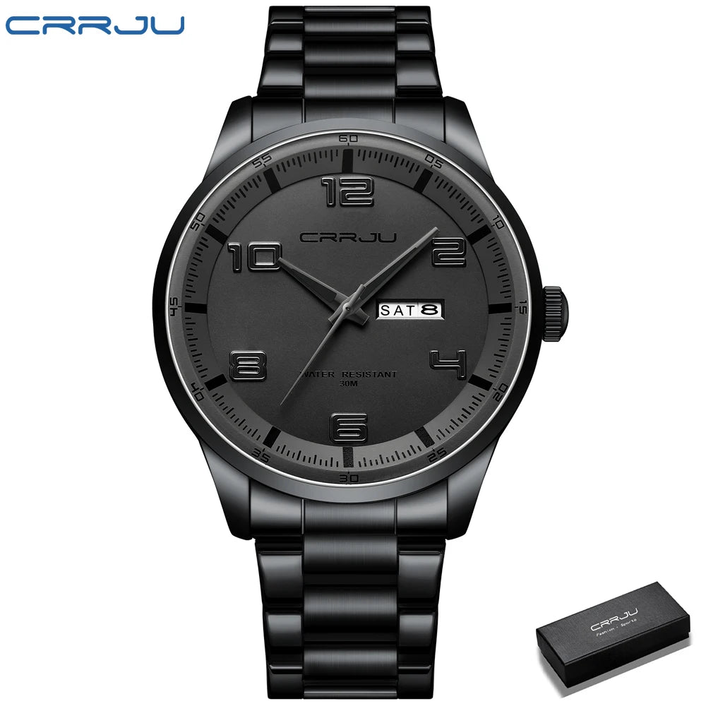 Men Luxury Watches Stainless Steel Quartz Auto Date Clock with Luminous Hands Relogio Masculino
