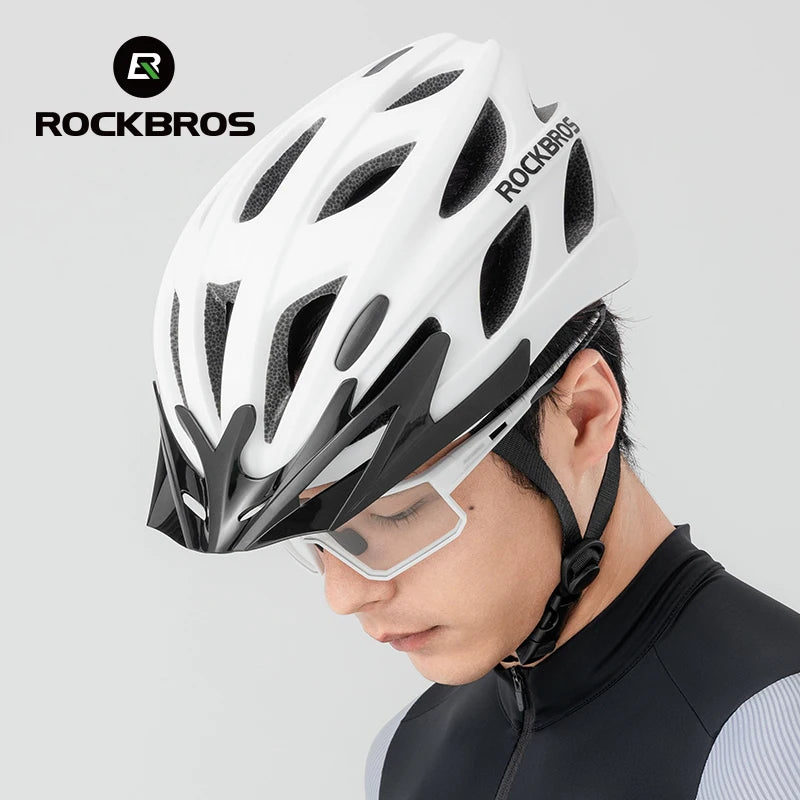 Bike Helmet with Photochromic Len Visor Wind-breaking Brim Bike Helmet Adult MTB Road Riding Cycling Helmet
