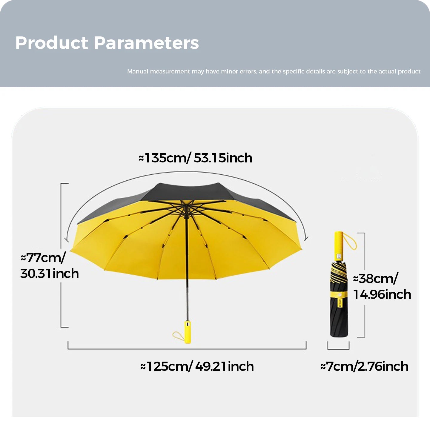 125cm Oversized Fully Automatic Wind Resistant Folding Umbrella Leather Cover