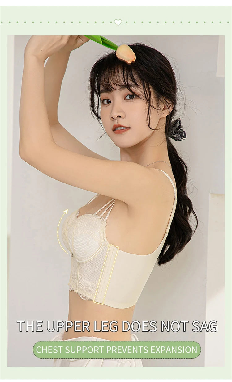 Women’s Low-Cut Lace Push-Up Bralette – Adjustable Straps, Fashionable Lingerie