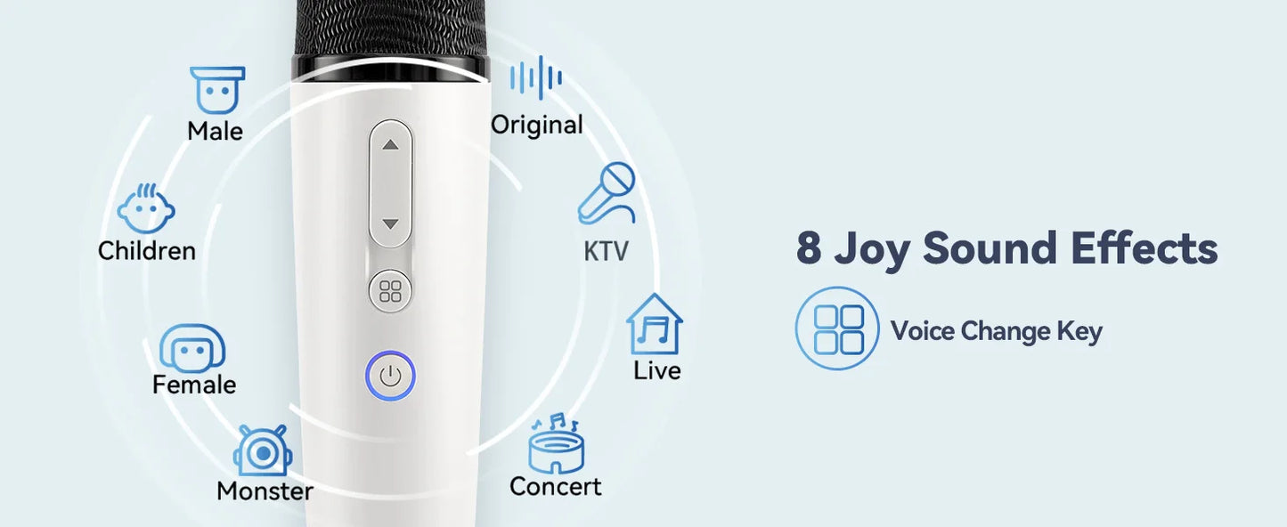 Q1PRO Tesla Karaoke Wireless Microphone with Portable Bag, 8 Sound Effects, Rechargeable Type-C Mic with AUX Receiver