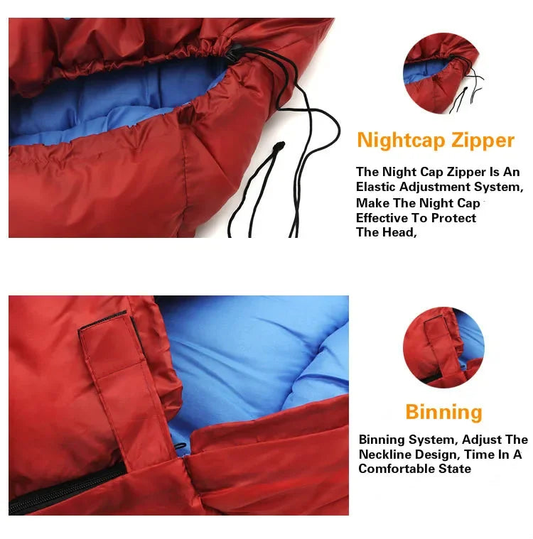 1.5KG Thickened Winter Cold Weather Waterproof Sleeping Bag Camping Hiking Supplies -8℃ Cotton Sleeping Bags