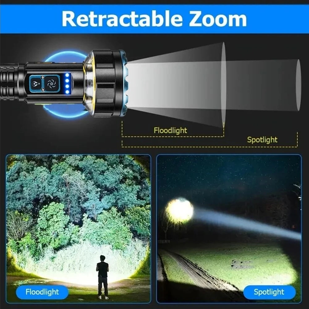 30W 1 Plus 8 LED Rechargeable Camping Flashlight
