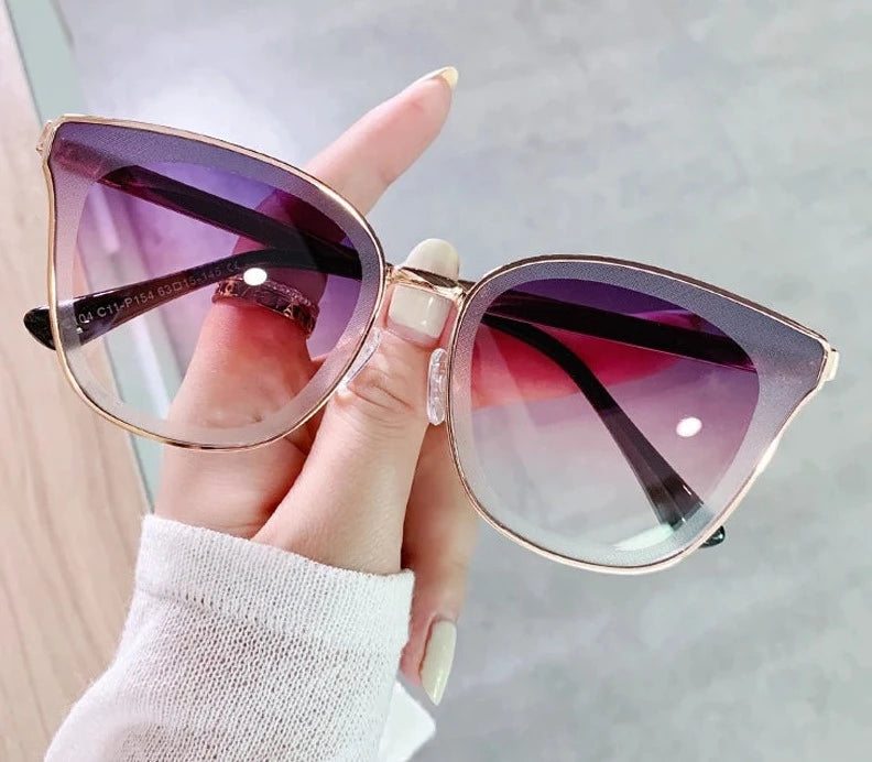 Cat Eye Sunglasses Women Luxury Oversized Fashion Glasses Vintage Pink Shades