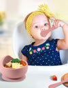 BPA Free Silicone Baby Tableware Set Suction Bowl Toddler Dinning Plate Straw Cup Silicone Bibs Spoon Fork for Children Dishes