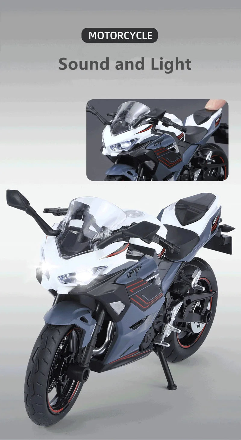 Diecast Kawasaki Ninja 400 Racing Motorcycle Model 1 to 12 Scale