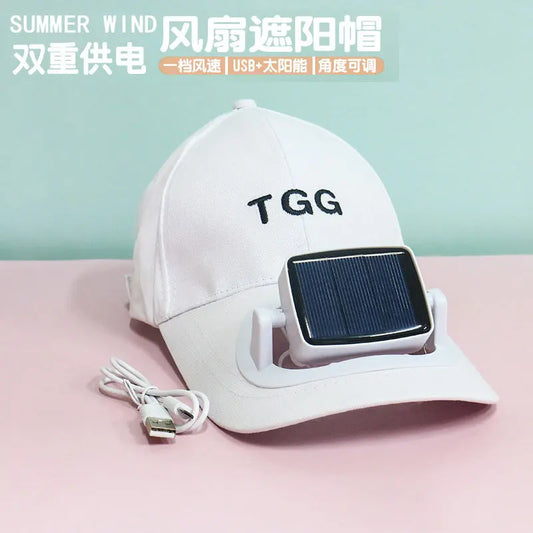 Wide Brim Solar Fan Hat With Detachable Fan