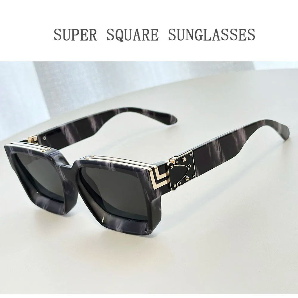 Retro Square Frame Sunglasses With UV400 Protection