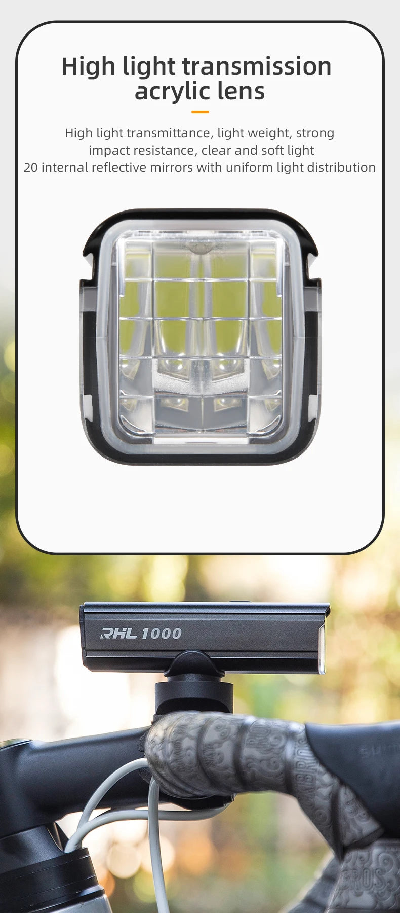 1000LM Bike Light Front Lamp Type-C Rechargeable LED 4500mAh Bicycle Light Waterproof Headlight Bike Accessories