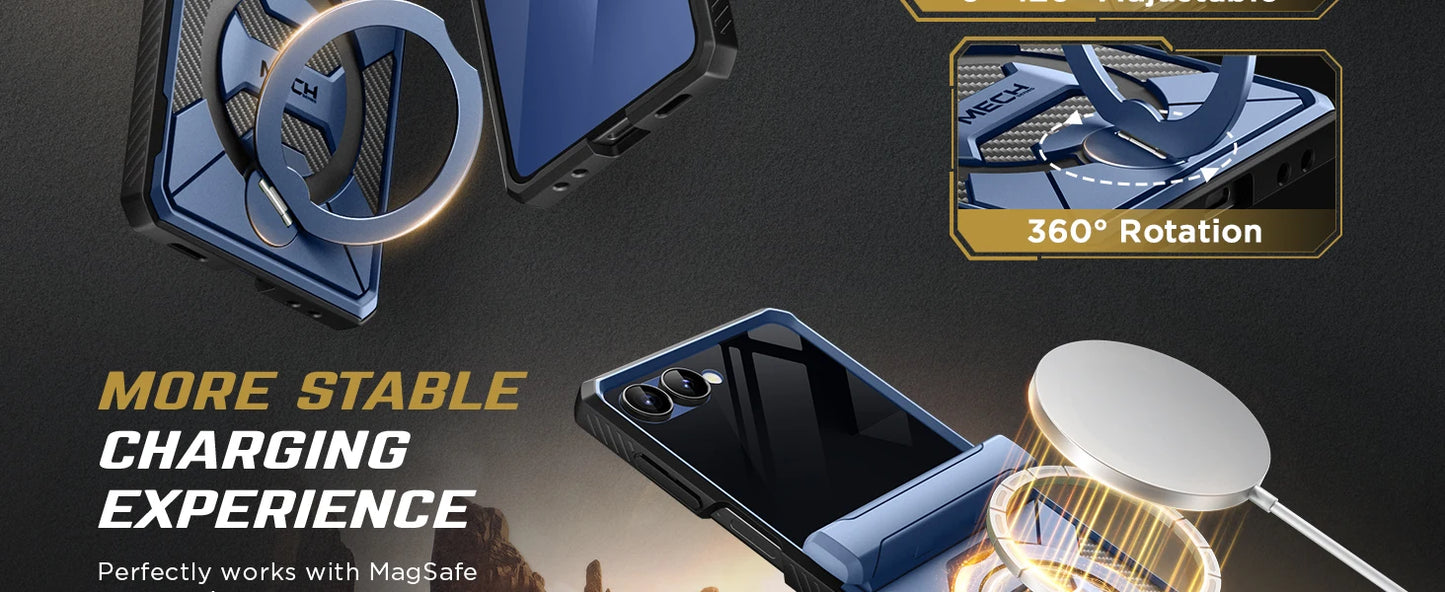 For Samsung Galaxy Z Flip 7 Case with 360° Spin  Ring Stand Built-in Privacy Screen Protector Full-Body Shockproof Cover