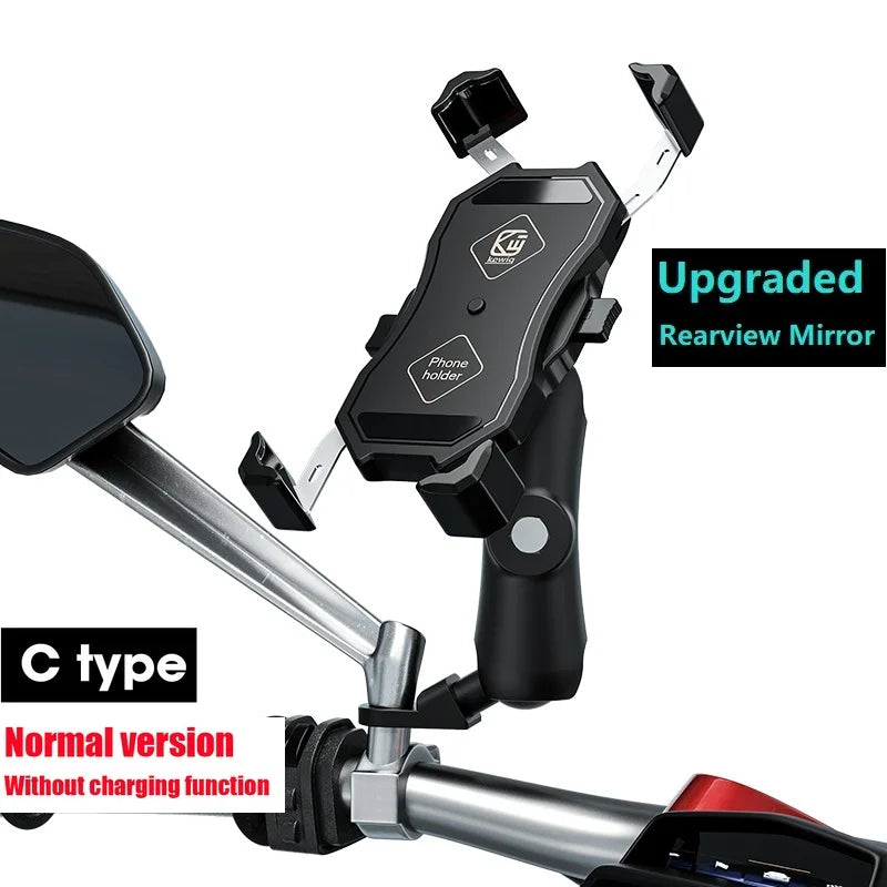 Upgraded Motorcycle Phone Holder 15W Wireless Charger USB QC3.0 Fast Charging Bike Smartphone Stand 360 Cellphone Support