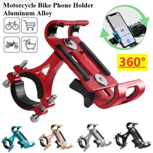 360° Rotate Metal Motorcycle Bike Phone Holder Anti-slip Bracket GPS Navigation Clip Universal Bicycle Stand for All Smartphones