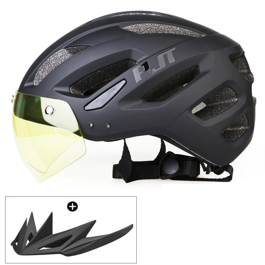Cycling Helmet With Sun Visor Goggles For Road And Mountain Bike