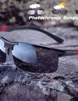 Aluminum Frame Polarized Sunglasses for Men Photochromic Day and Night Vision Driving Glasses