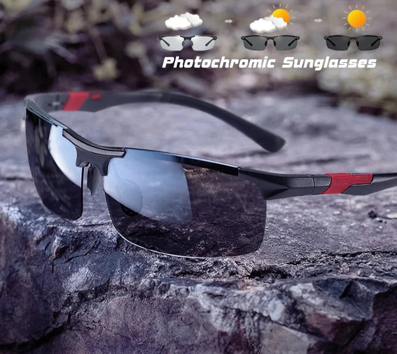 Aluminum Frame Polarized Sunglasses for Men Photochromic Day and Night Vision Driving Glasses