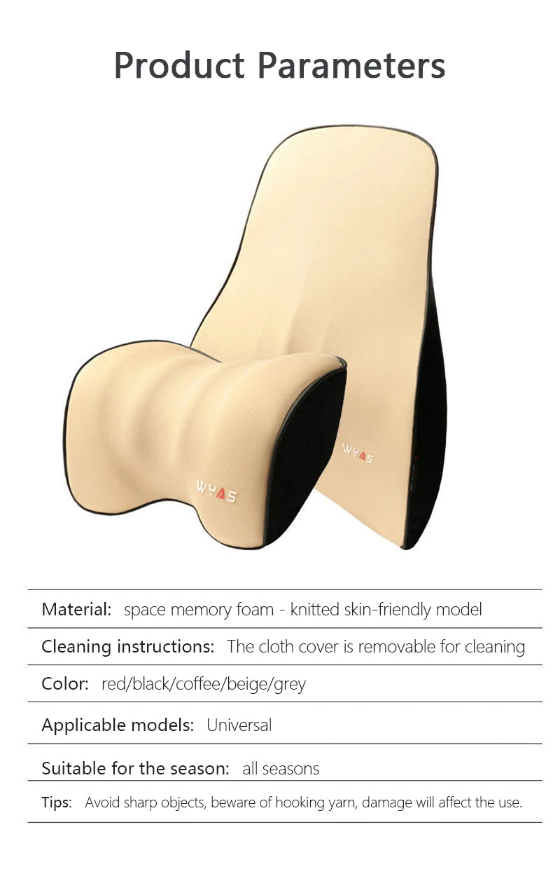 Car Lumbar Support Headrest Neck Pillow Support Universal Soft Neck Pillows Cushion Car Memory Foam Lumbar Pillow Back Support