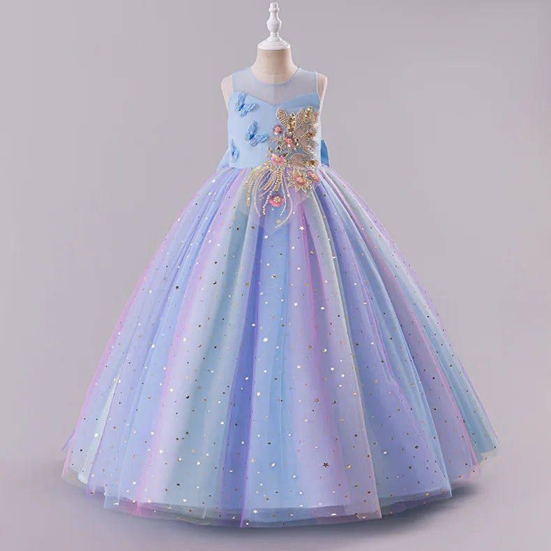 Princess Dress for Girls - Elegant Fluffy Tulle Ball Gown Birthday Party Dress School Performance Costume