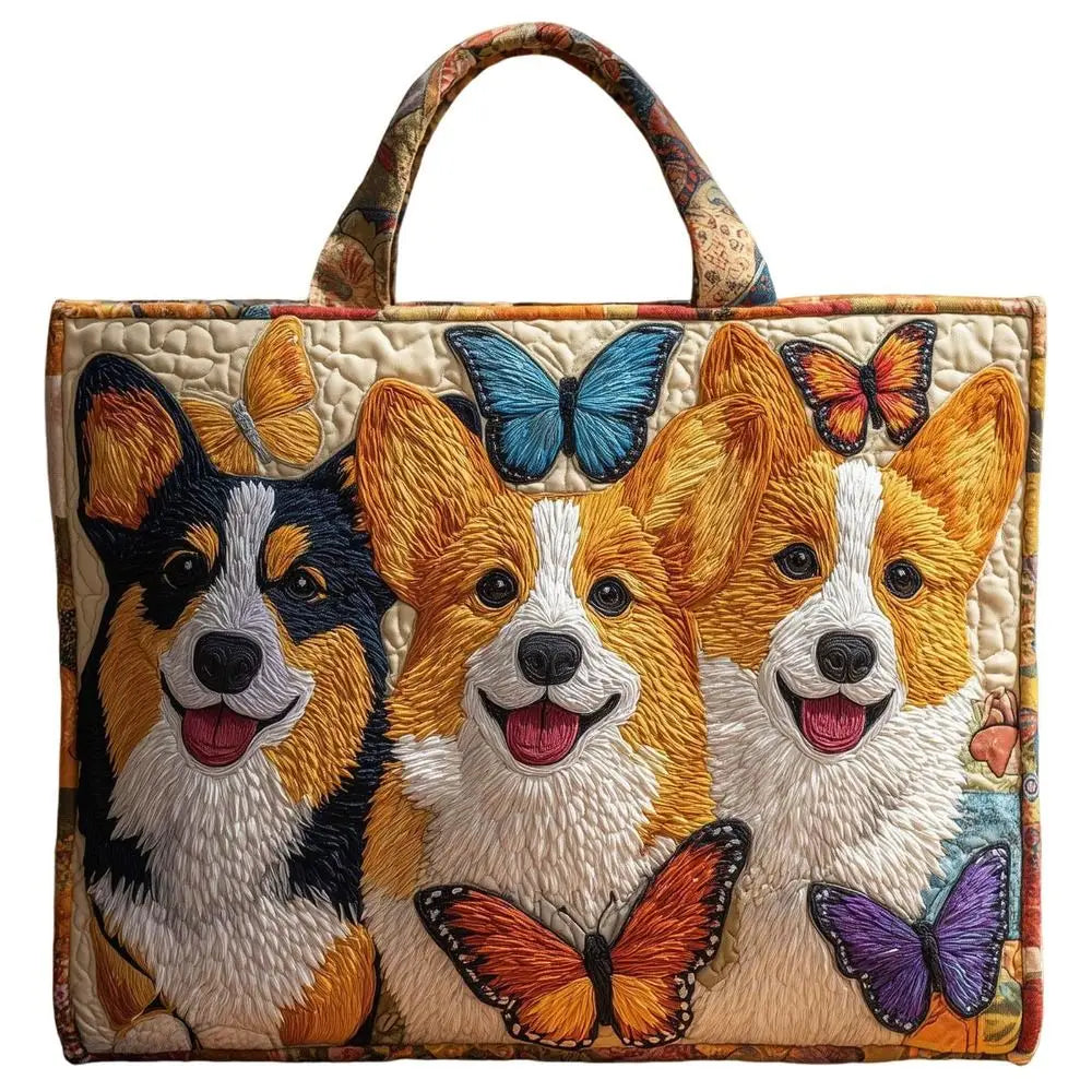 Vintage Quilted Canvas Tote Bag Large Capacity 3D Print Shoulder Handbag