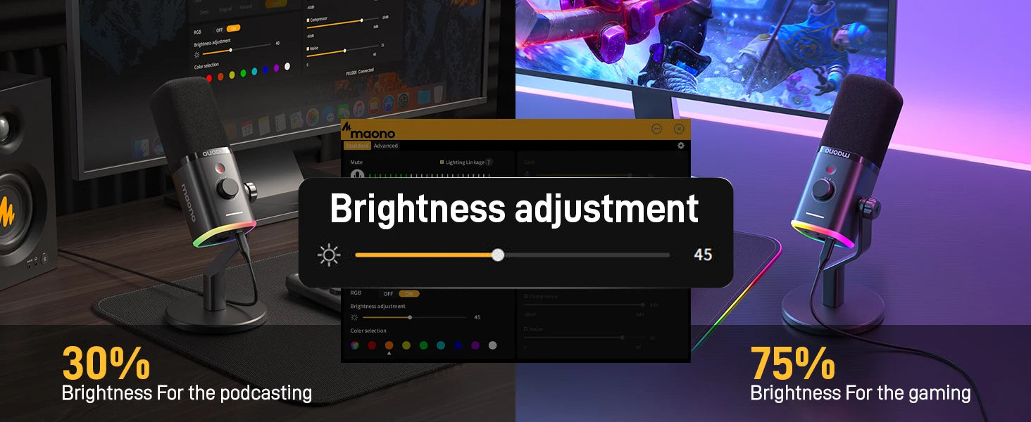 PD100X Dynamic Microphone Software Noise Reduction Included RGB gaming mic Enhances gaming experience Ideal for recording