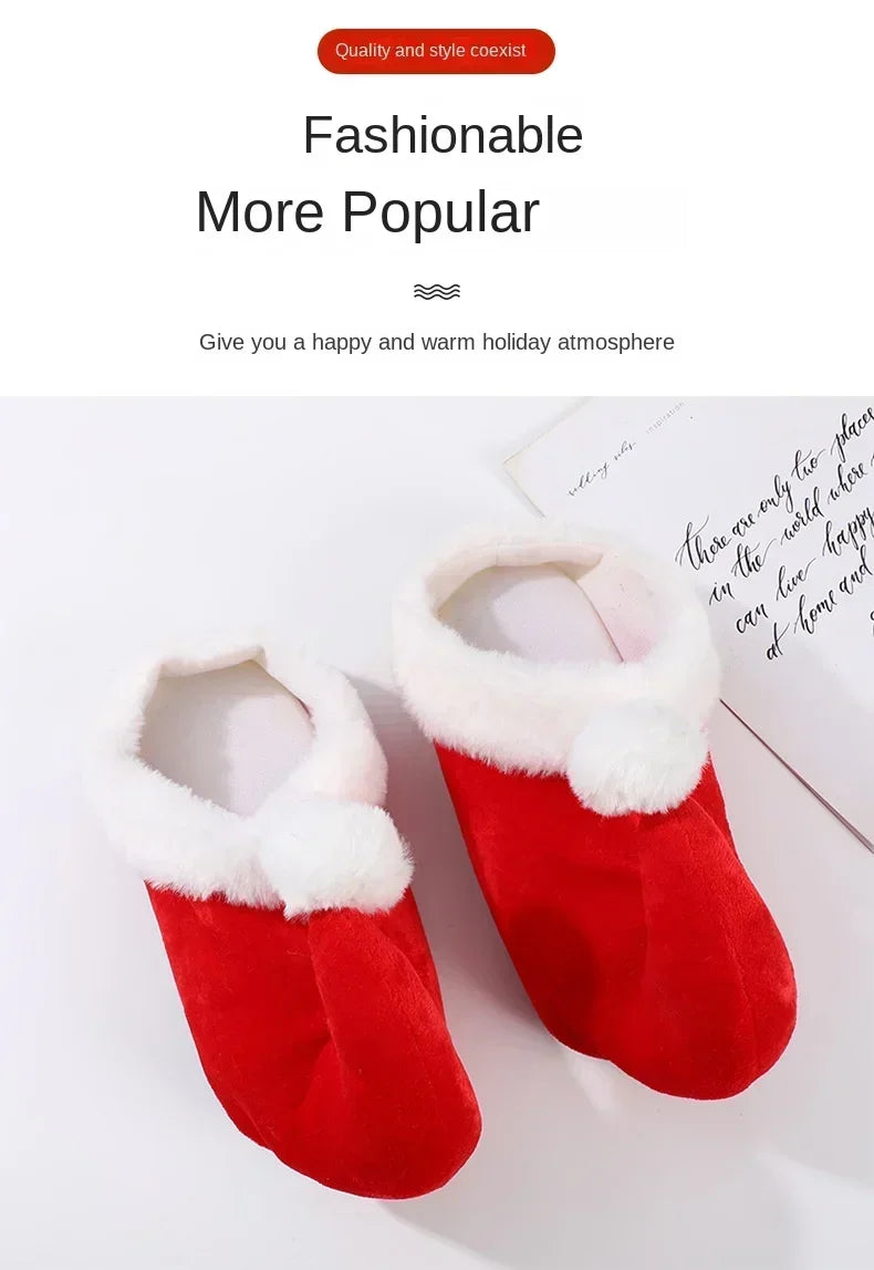 Christmas Decoration Slippers Cotton Slippers Santa Claus Elf Shoes Toe Anti-slip Warm Slippers for Adults  Christmas Party