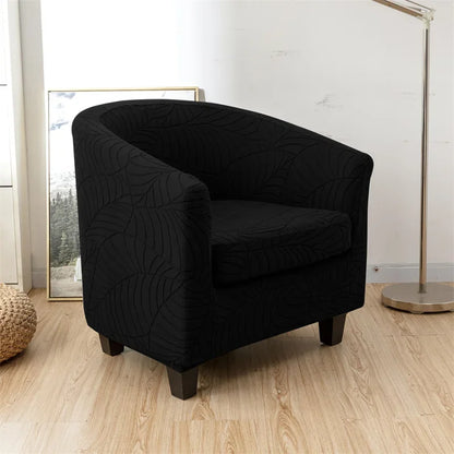 Tub Club Armchair Covers Leaves Jacquard Bar Chair Cover Solid Color Relax Single Sofa Slipcovers with Seat Cushion Cover Home