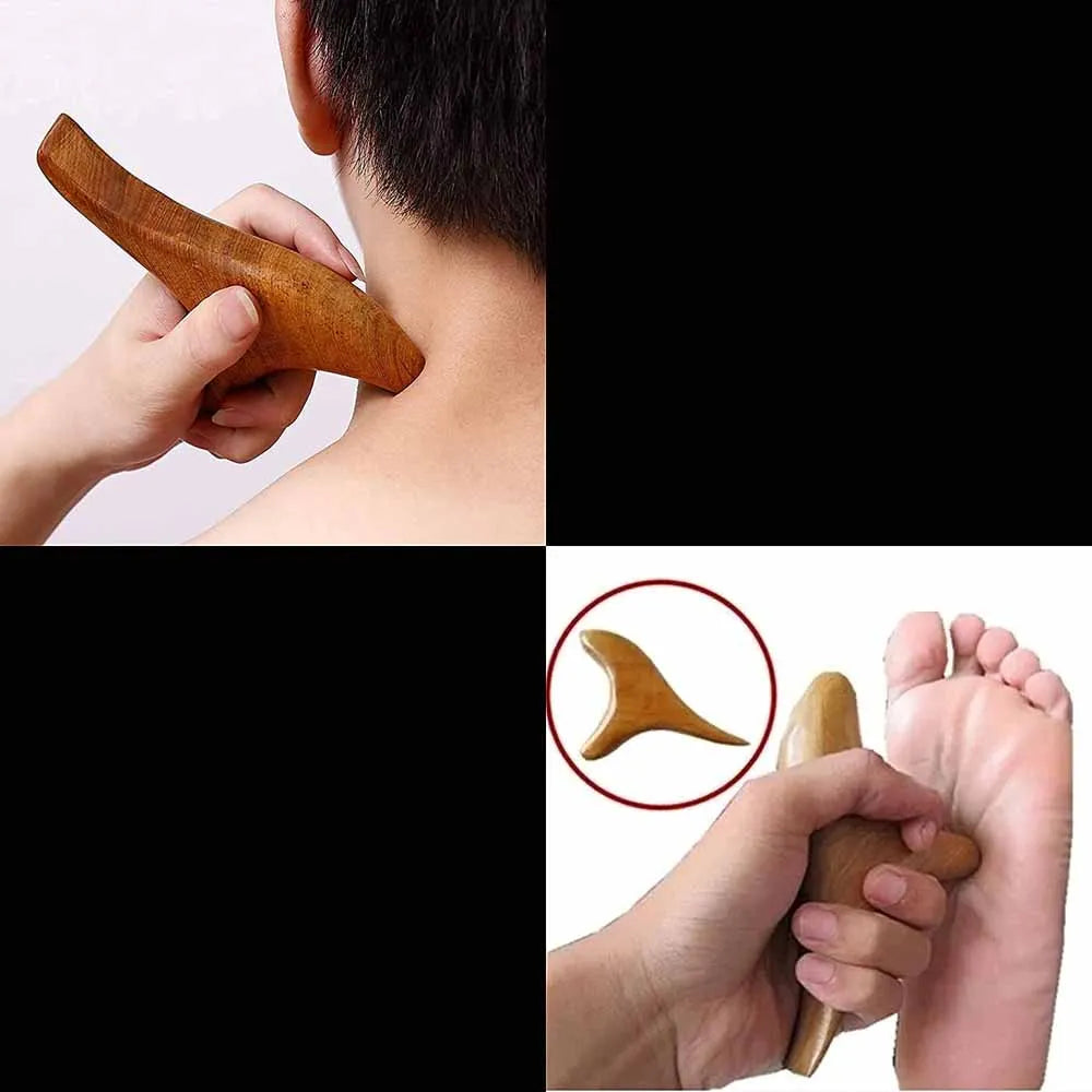 1 PC Neck Foot Wood Trigger Point Massage Gua Sha Tools,Home Gym Professional Wooden Therapy Massage Tool for Back Leg Hand Face