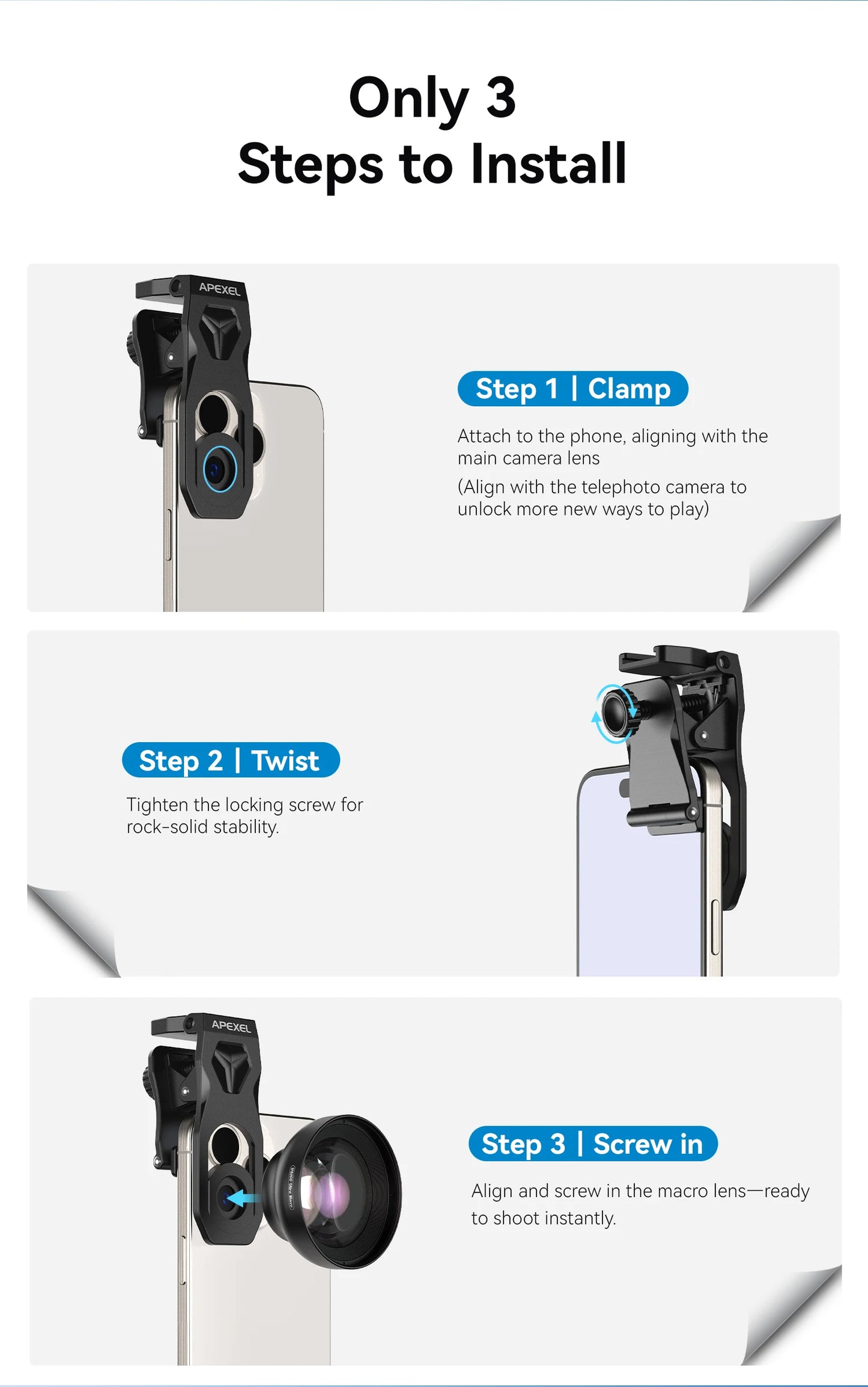 F1.05 Ultra Macro Smartphone Lens with 52mm Filter Thread