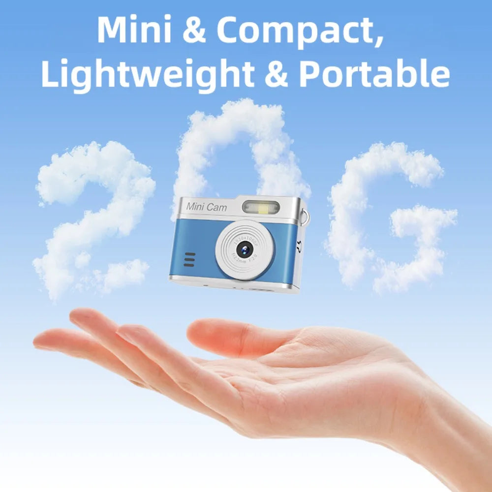 1080P Pocket Action Camera Portable with LED Retro Camera Outdoor Bodycam Mini Keychain Digital Cam 0.96-inch HD Video Recorder