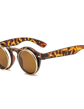 Steampunk Round Stylish Frame Flip Cover Men's Sunglasses
