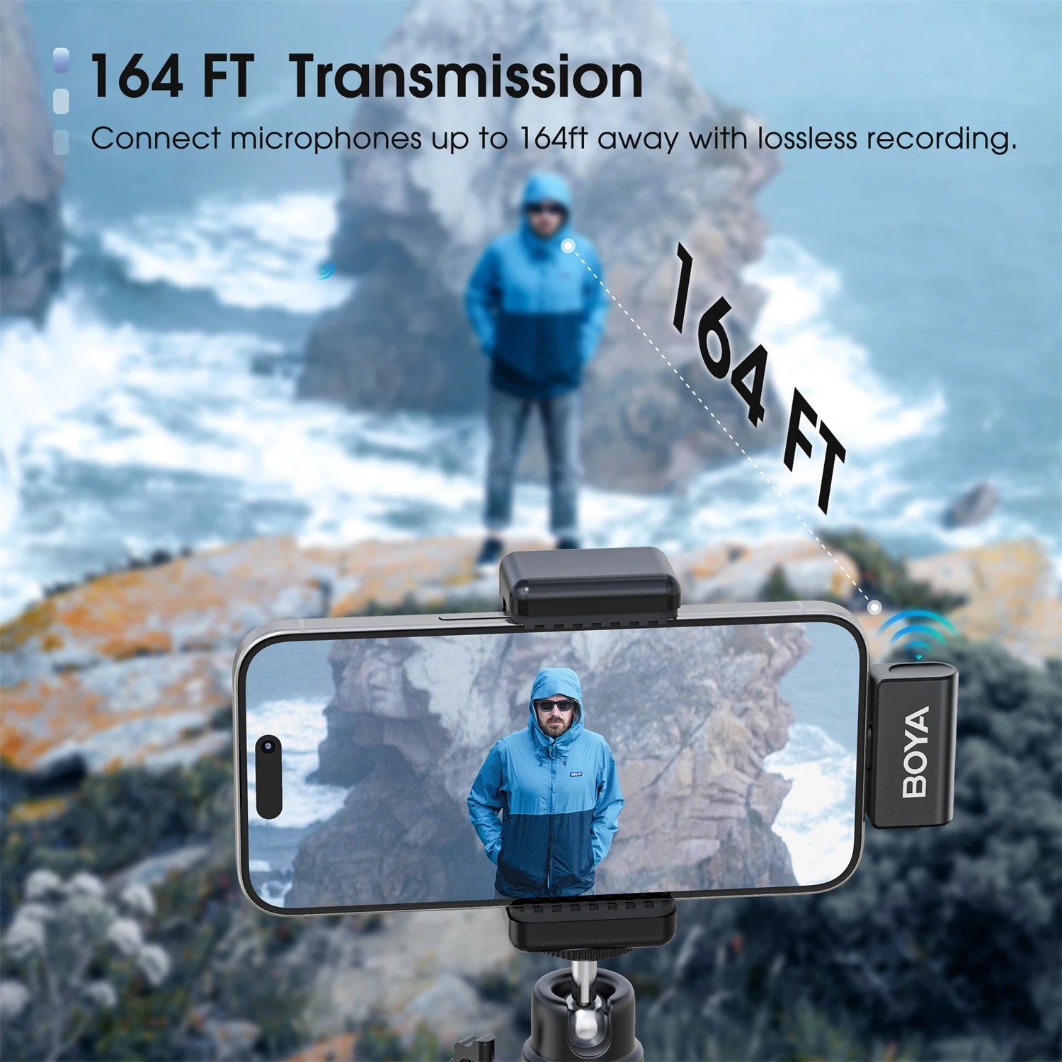 Omic 2-in-1 Wireless Lavalier Lapel Microphone for iPhone Android Smartphones Type-C Youtube Video Recording Streaming Vlog