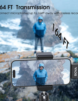 Omic 2-in-1 Wireless Lavalier Lapel Microphone for iPhone Android Smartphones Type-C Youtube Video Recording Streaming Vlog