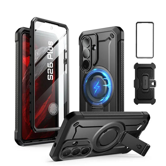 Rugged Magnetic Phone Case with Kickstand and Belt Clip for Samsung Galaxy S26 Plus