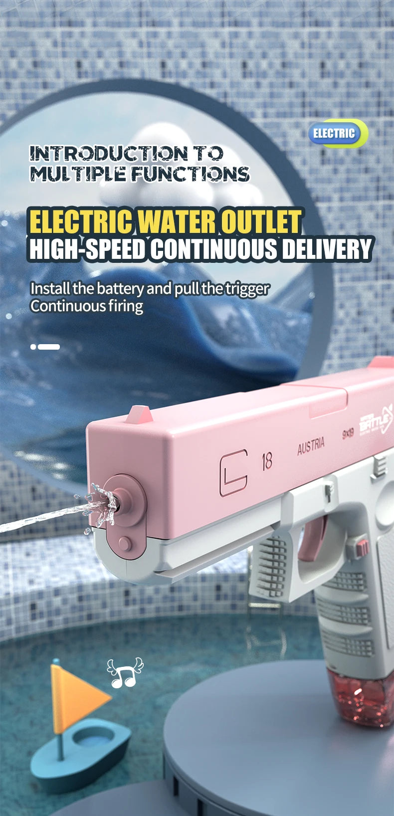 Electric M416 Water Gun with Full Automatic Shooting – Rechargeable Summer Outdoor Water Blaster