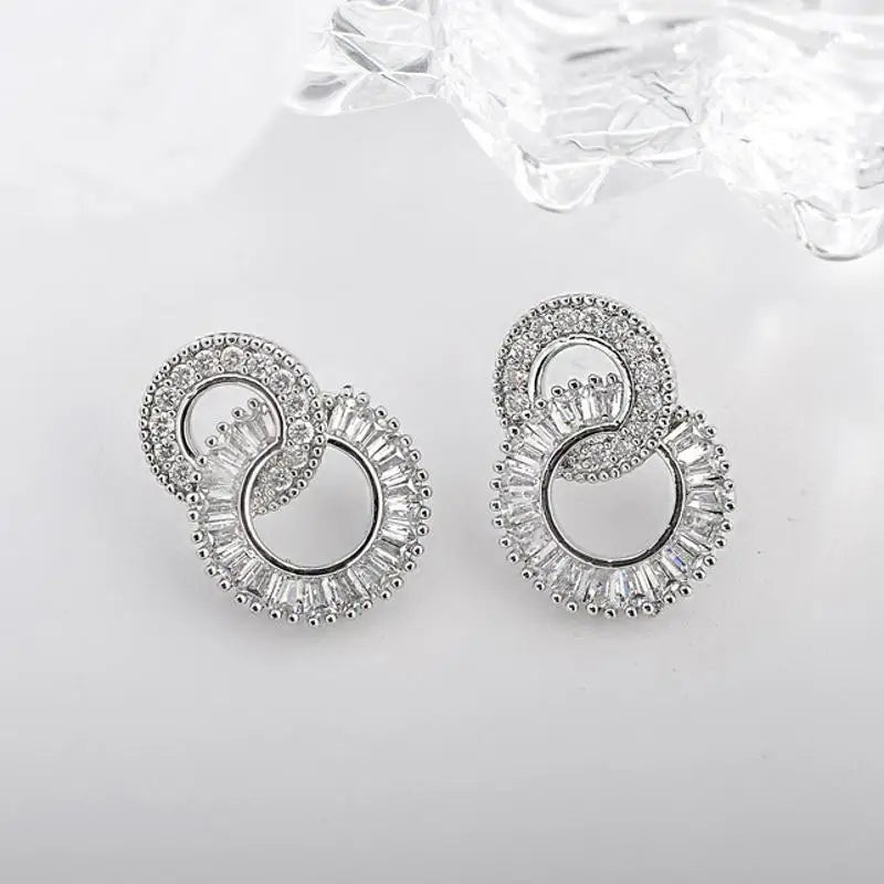 Rectangle Double Hoop Zirconia Earrings for Women Hot Sale 8 Shape Earring