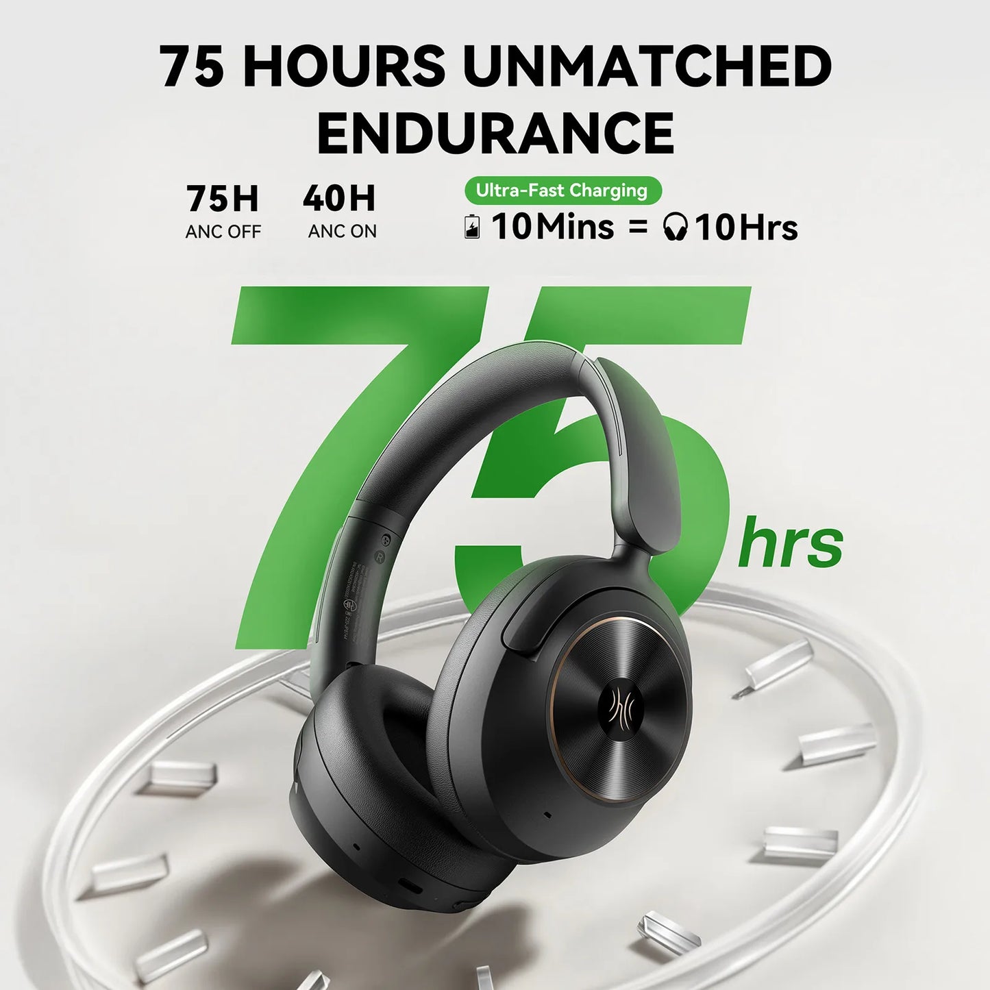 A6 ANC Wireless Bluetooth 6.0 Headphones -48dB Hybrid Active Noise Cancelling Over Ear Headset With Mic Hi-Res LDAC APP