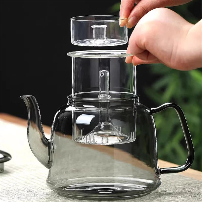 High Borosilicate Glass Teapot with Tea Strainer for Steaming and Boiling
