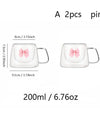 2pcs Bowknot Double Wall Glass Cup Set Coffee Mug Heat-resistant Espresso Cup Thermo Insulated Cup For Cappuccino Tea Drinkware